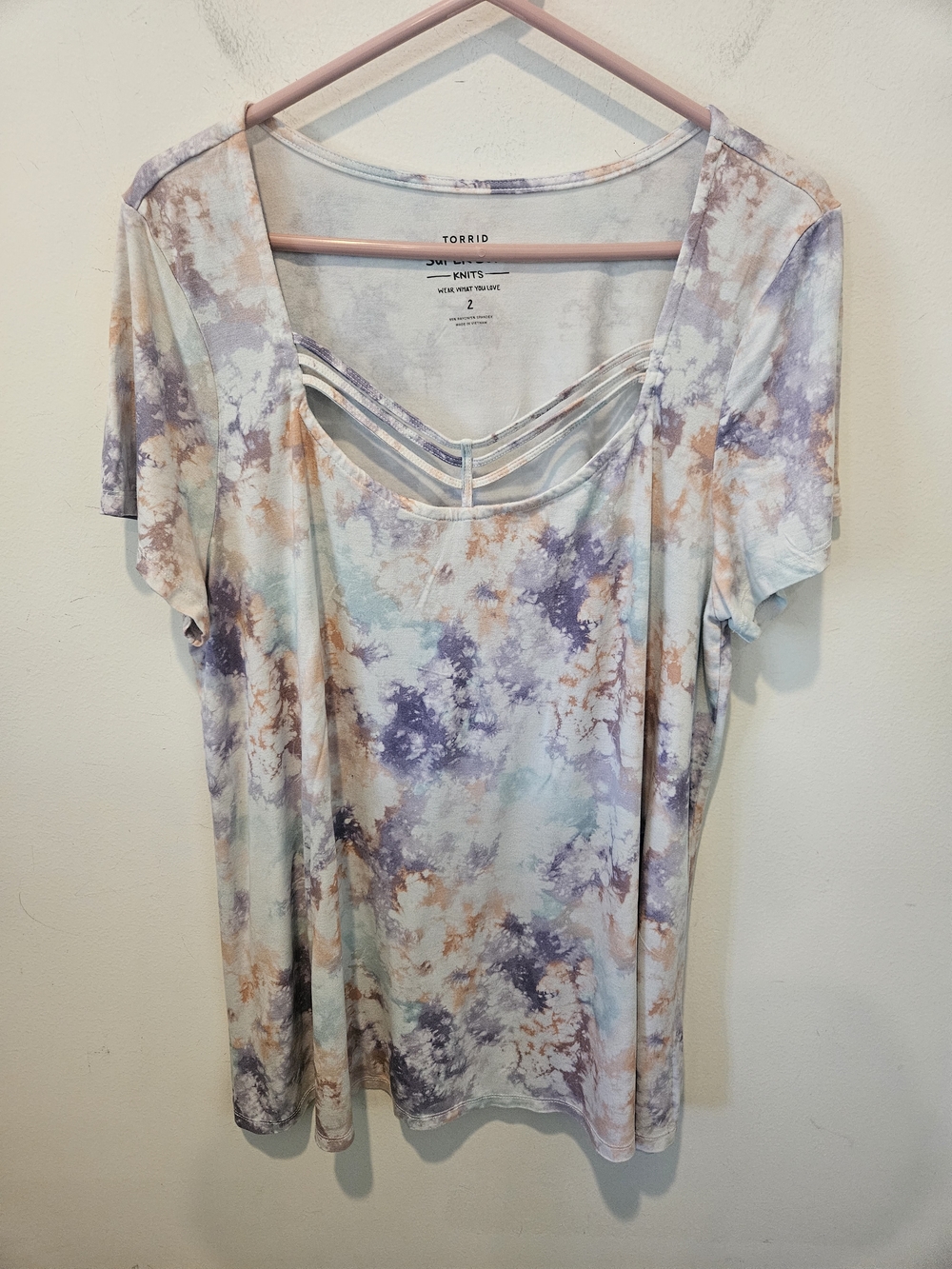 Torrid Pastel Tie-Dye Super Soft Scoop Strappy Neck Top 2X